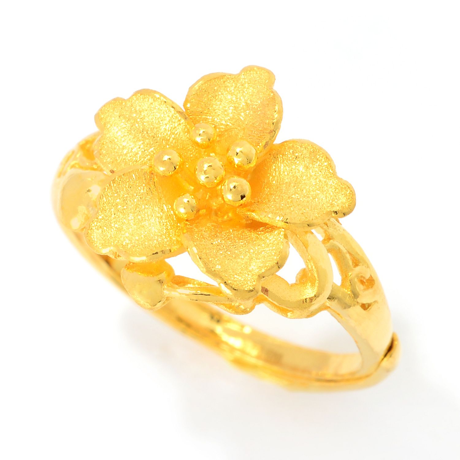 (ShopHQ) Top Deal – Lambert Cheng 24K Gold Textured Laser Finish Flower ...