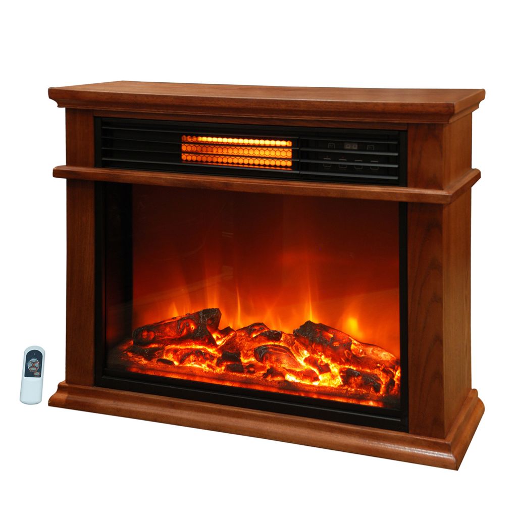 Lifesmart 1500w Quartz Infrared Oak Wood Finished Fireplace Heater