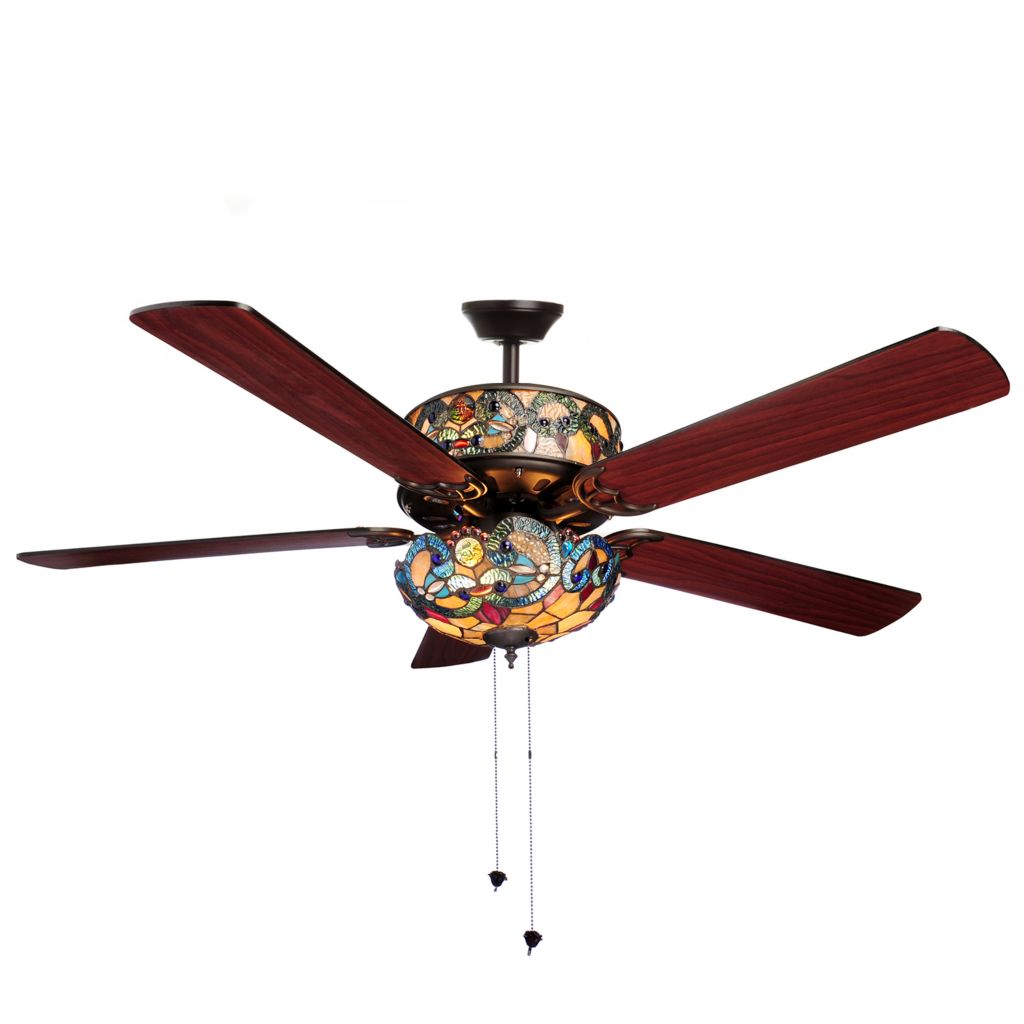 Tiffany Style 52 Corrista Double Lit Stained Glass Ceiling Fan On Sale At Shophq Com