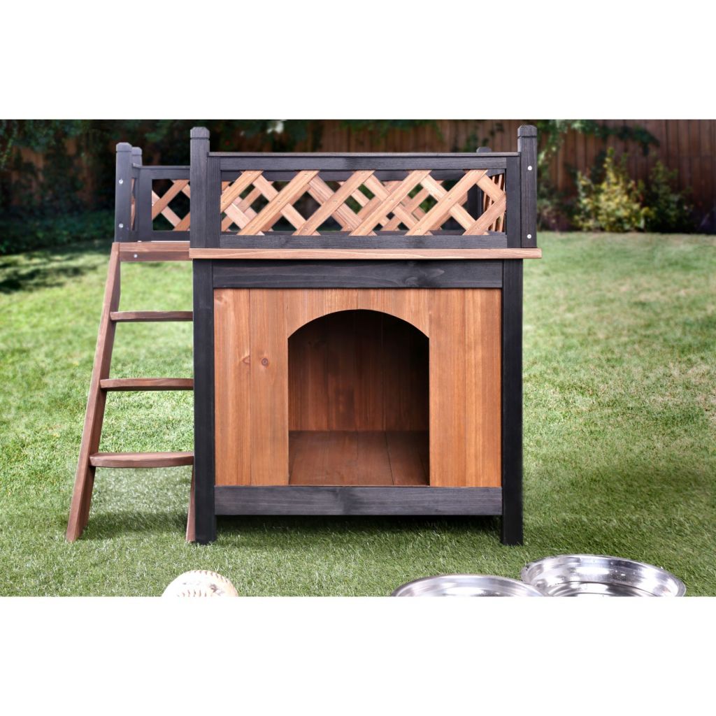 Furniture Of America 26 Rollo Transitional Oak Black Balcony Dog House