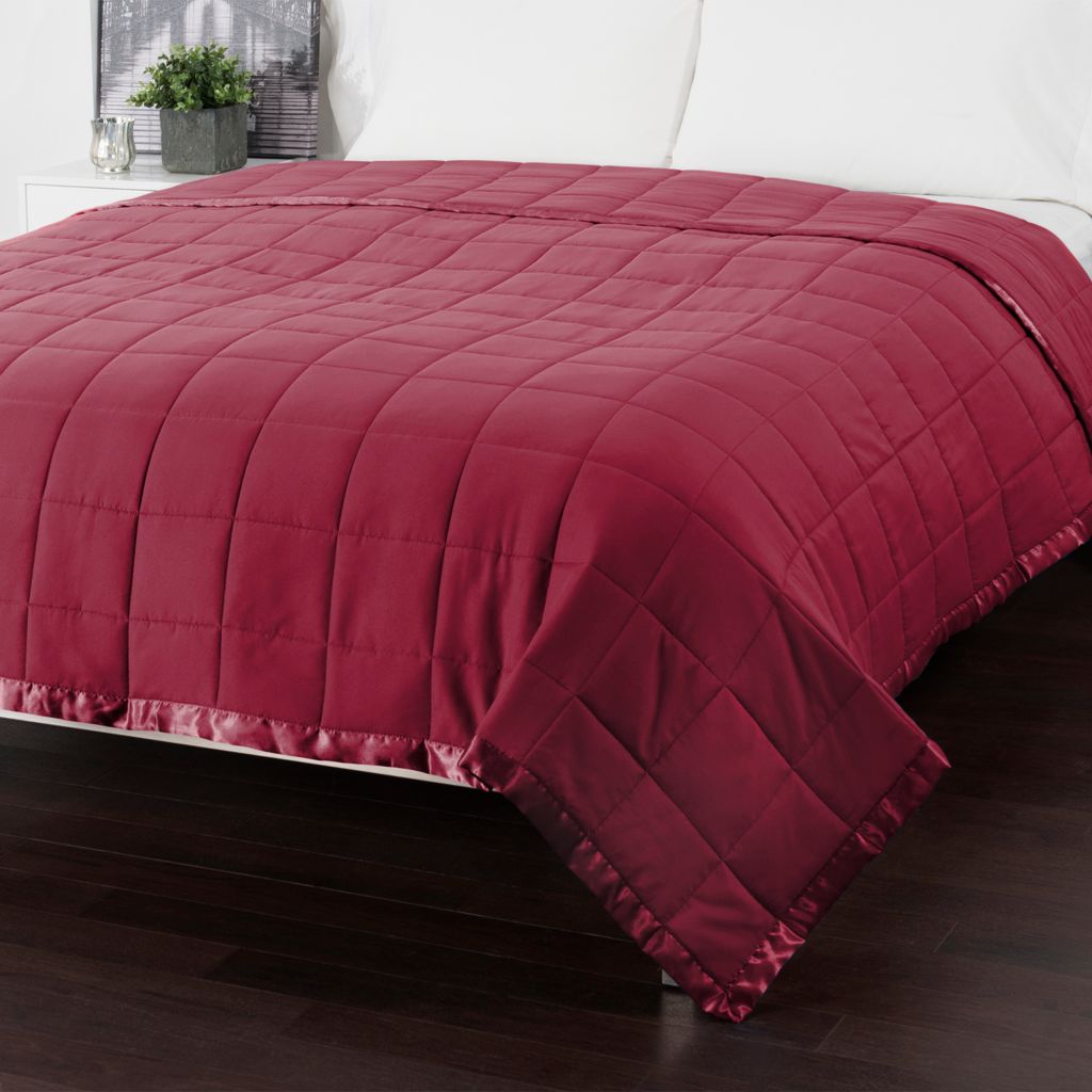 Cozelle Down Alternative Satin Trimmed Quilted Blanket Shophq