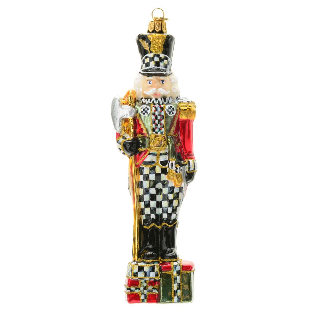 474-409- MacKenzie-Childs 7" Hand-Painted Highland Nutcracker Glass Ornament