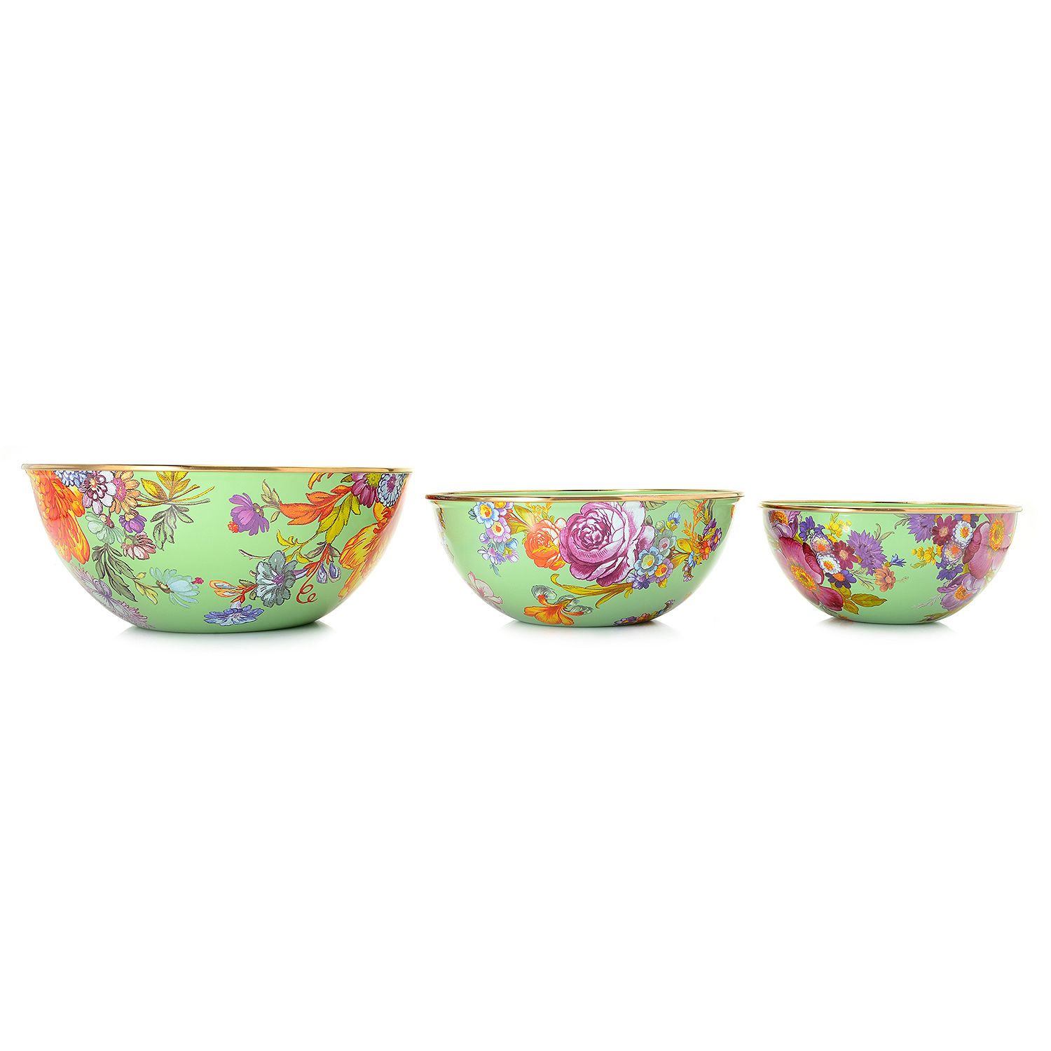 MacKenzieChilds Set of 3 HandDecorated Enamelware Bowls