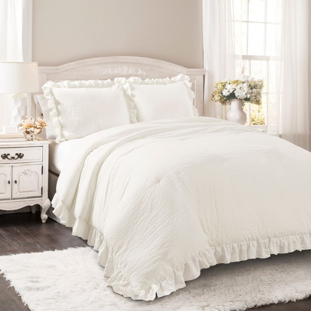 Lush Decor Reyna Ruffle Trim 3 Piece Comforter Set Shophq