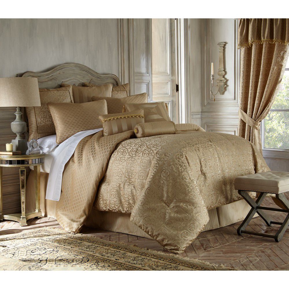 Waterford Anya Pale Gold 4 Piece Comforter Set Shophq