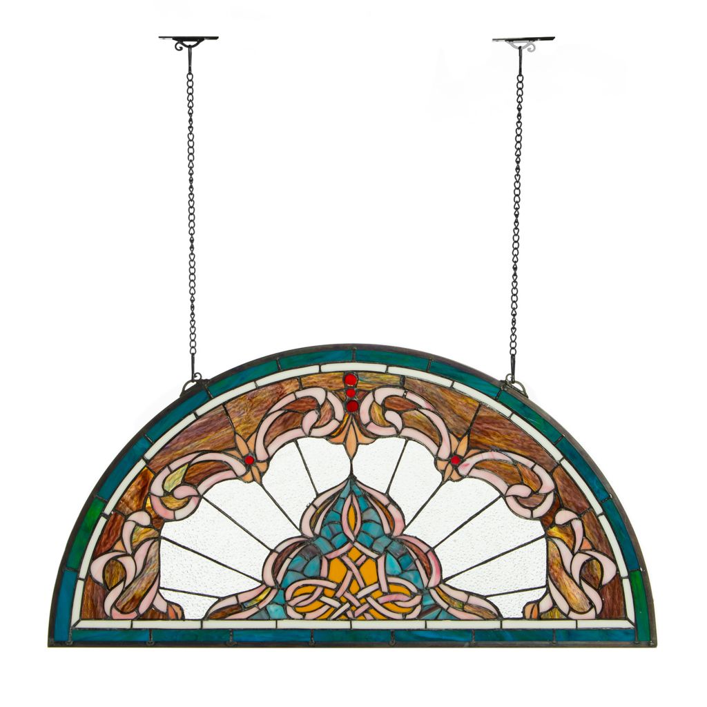 Tiffany Style Lady Astor Demi Lune 32 5 Stained Glass Window