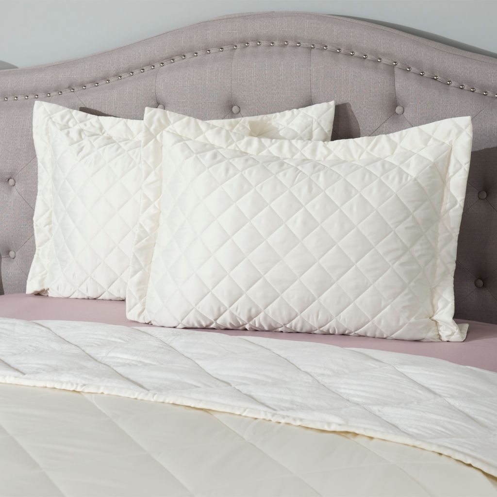 North Shore Living Set Of 2 Satin Quilted Shams Shophq