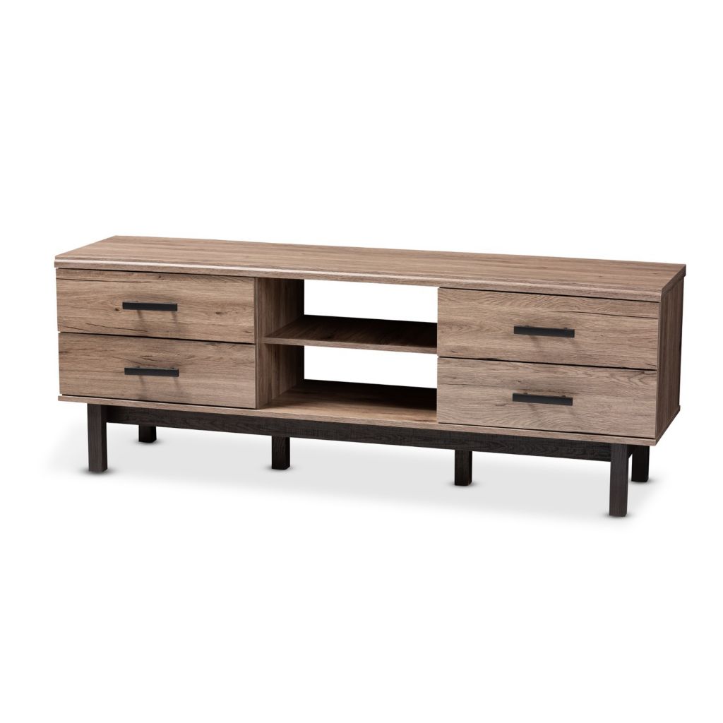 Baxton Studio Arend Oak Wood 4 Drawer Tv Stand Shophq