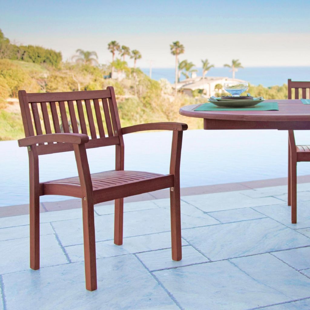 Vifah Set Of 2 33 Malibu Eucalyptus Wood Outdoor Stacking