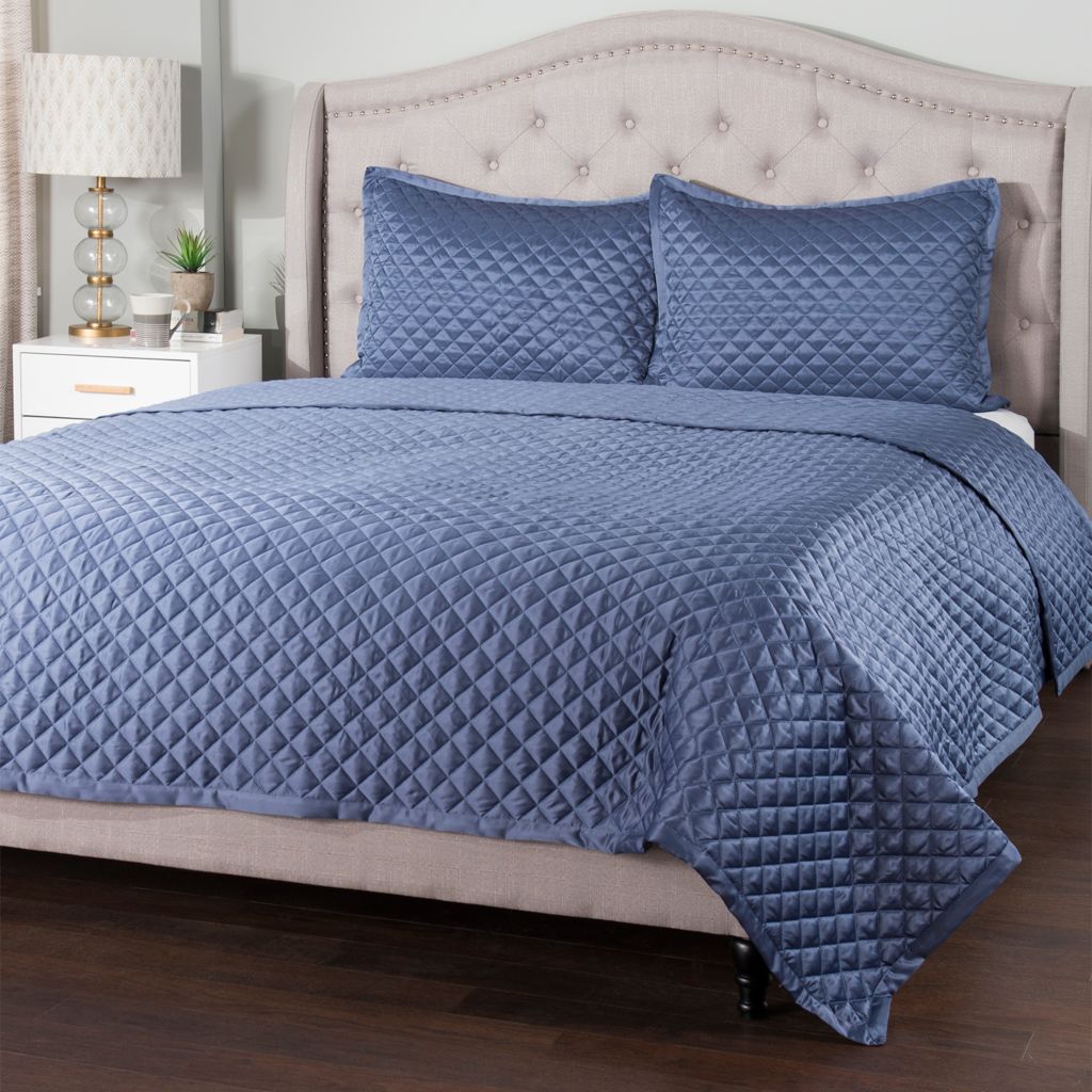 Grand Suites Matte Satin Quilted Coverlet Sham Set Shophq