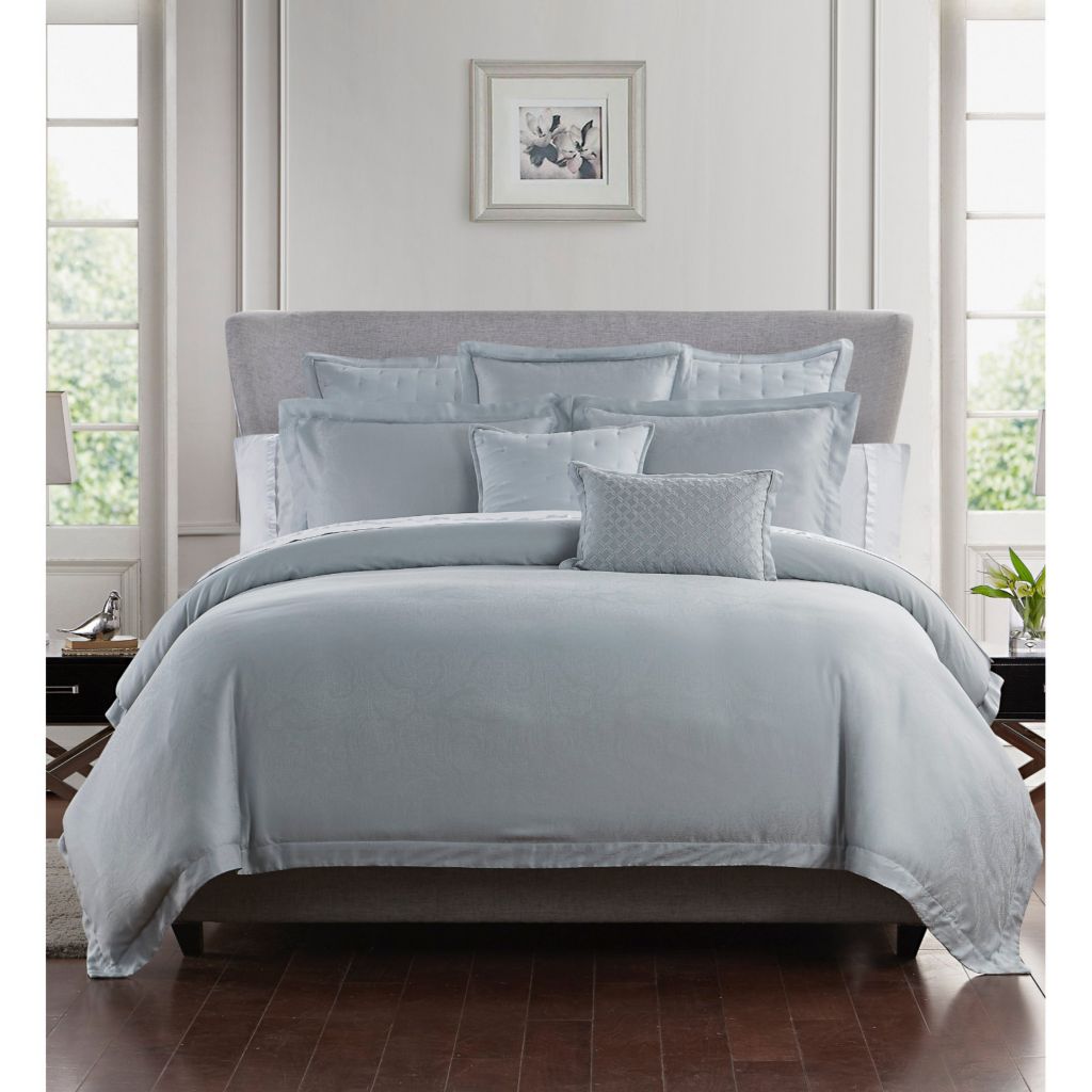 Waterford Fine Linens Thayer Blue 3 Piece Duvet Cover Set Shophq