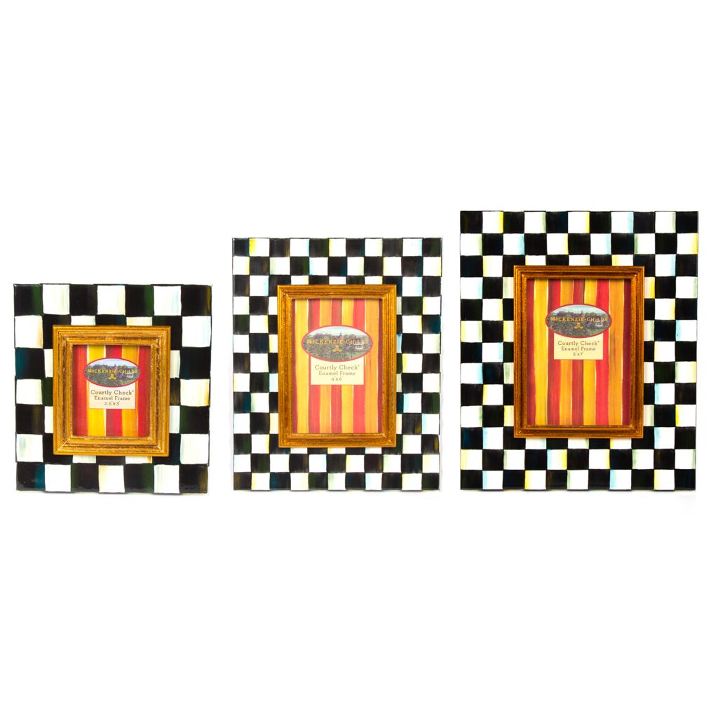 Mackenzie Childs Set Of 3 Courtly Check Enamel Frames Shophq