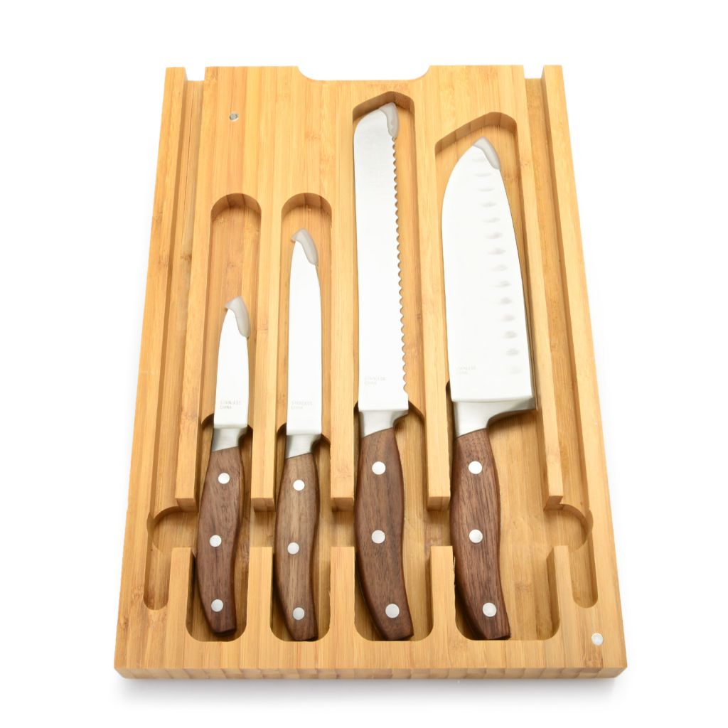 Hamilton Beach, Stainless Steel, 4-Piece Knife Set, w/ Bamboo Box, &  Cutting Board