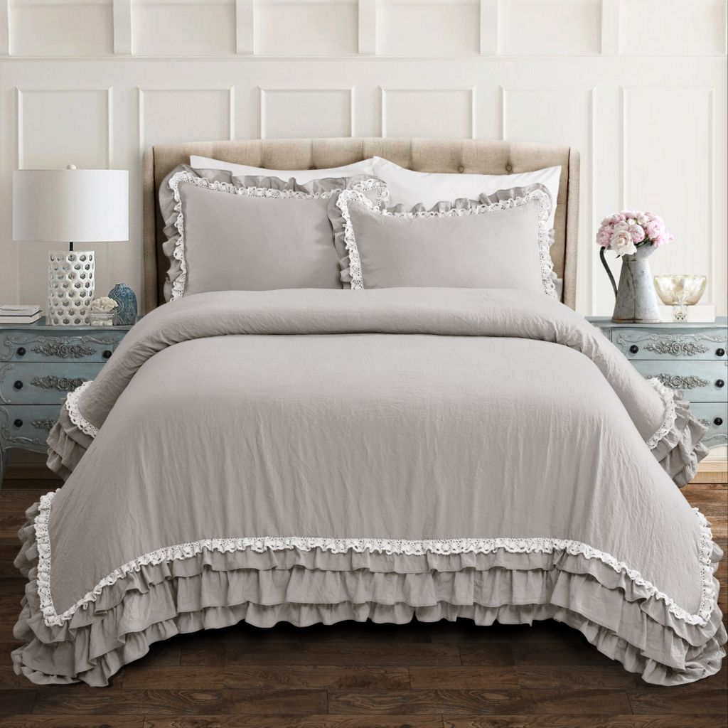 Lush Decor Ella Shabby Chic 3 Piece Ruffle Lace Comforter Set