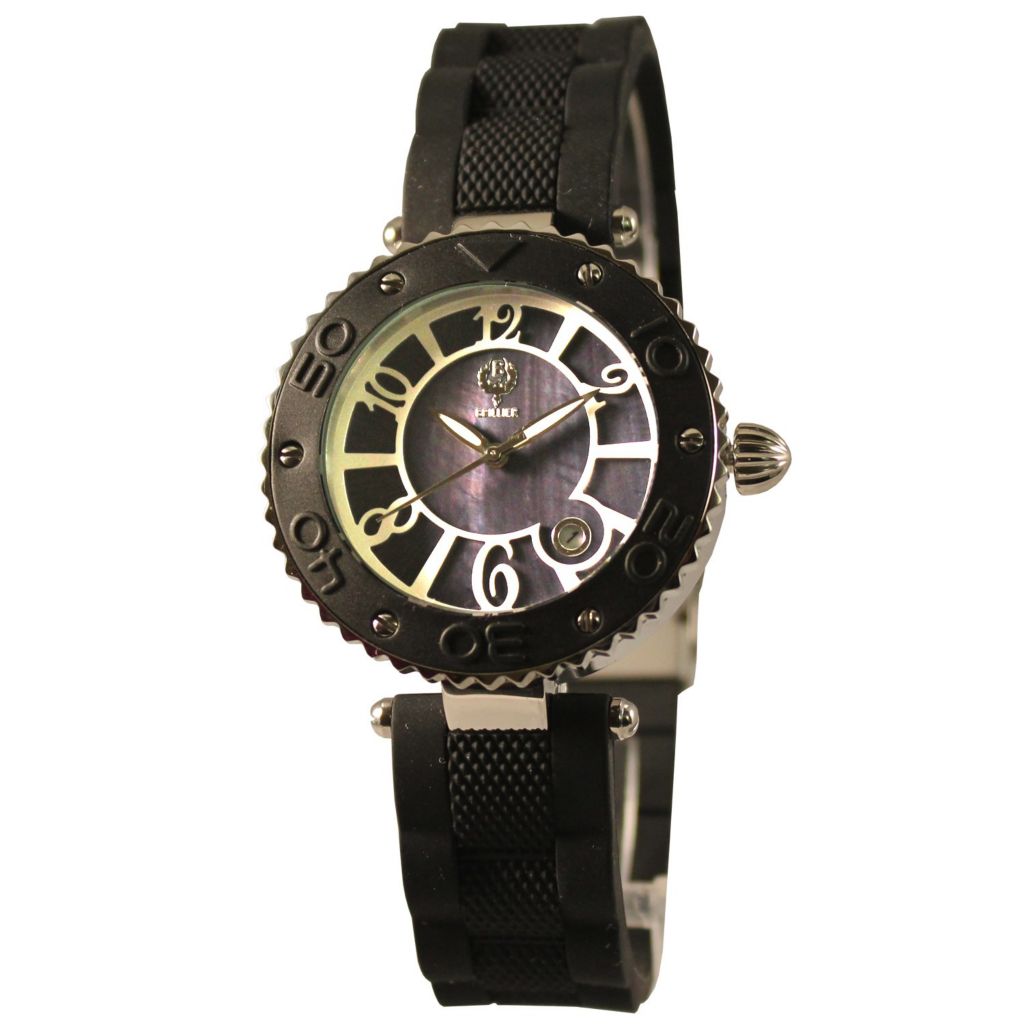 Brillier Women S Hype Quartz Mother Of Pearl Rubber Strap Watch