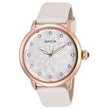 662-722 - Invicta Women's Wildflower Quartz Crystal Accented Leather Strap Watch - Image of product 662-722