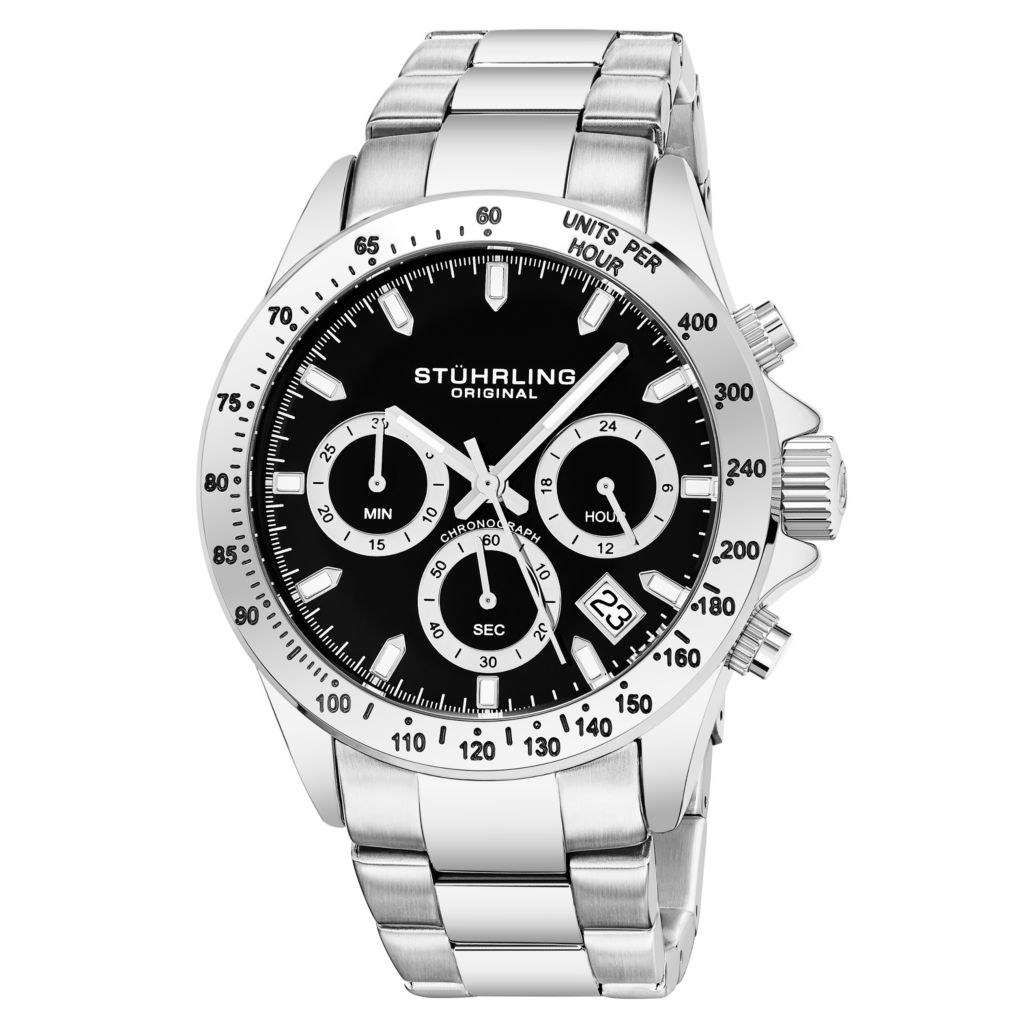 stuhrling men's stainless steel chronograph watch