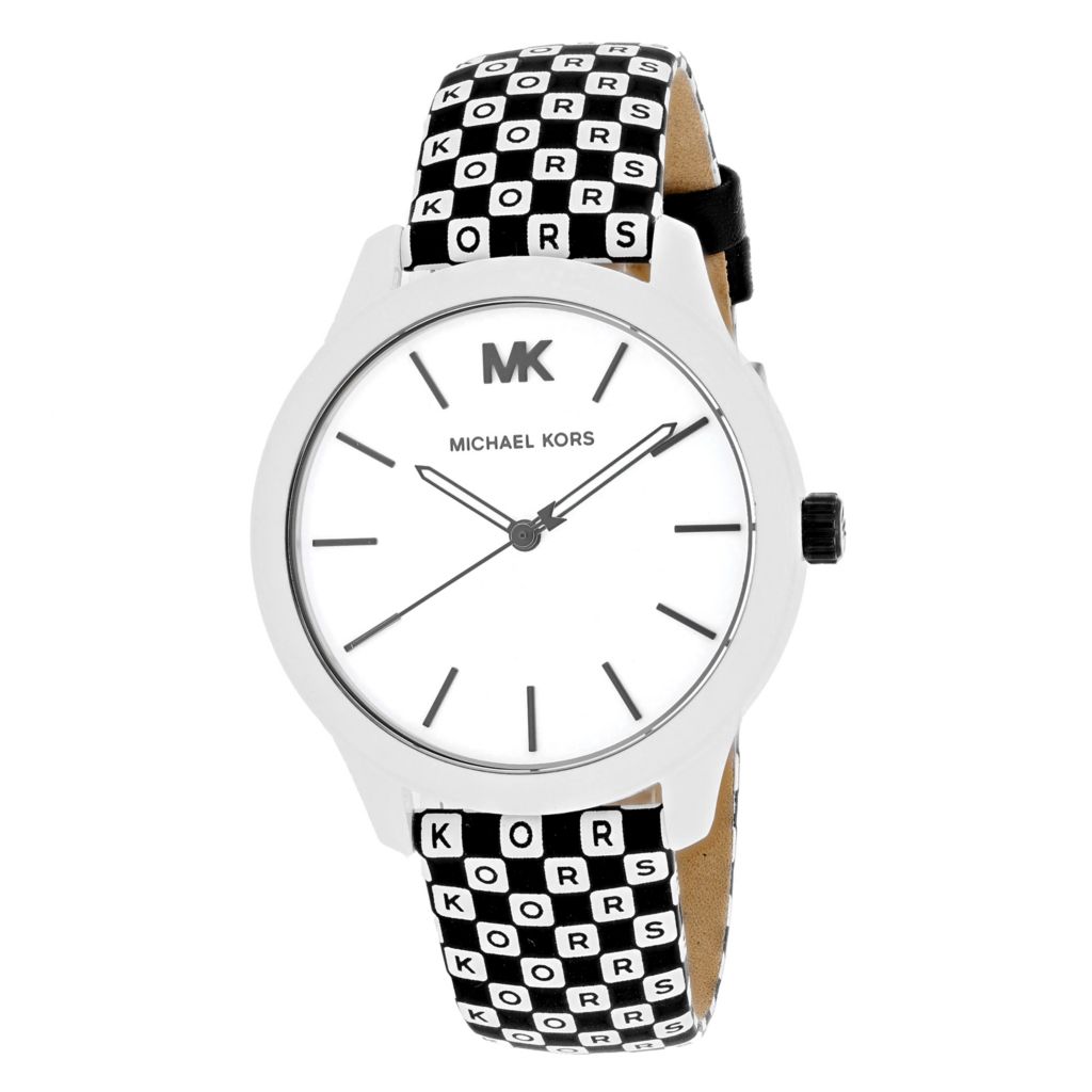michael kors leather strap watch women's