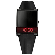 678-129 - Bulova Rectangular Computron Quartz Digital Display Silicone Strap Watch - Image of product 678-129