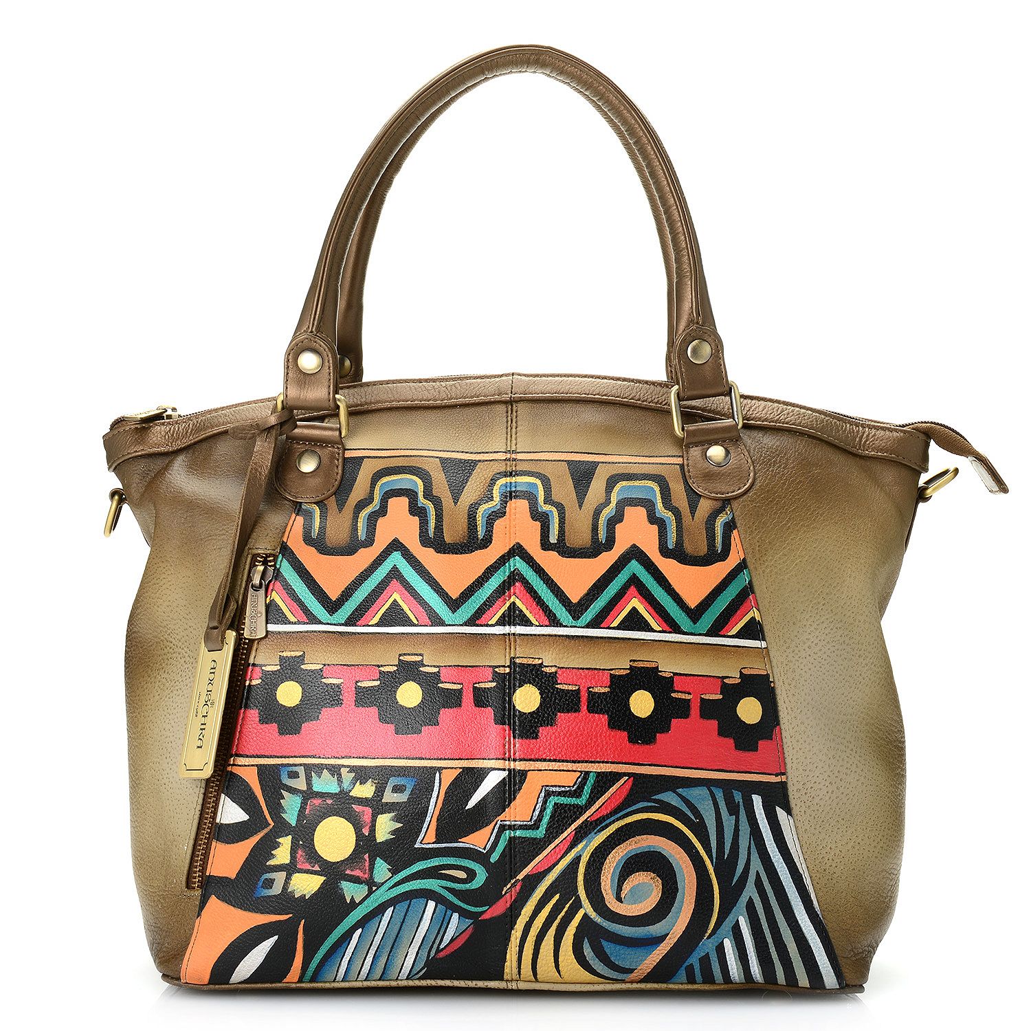 726-336- Anuschka Hand-Painted Leather Satchel w/ Removable Strap & Wallet - Final Sale