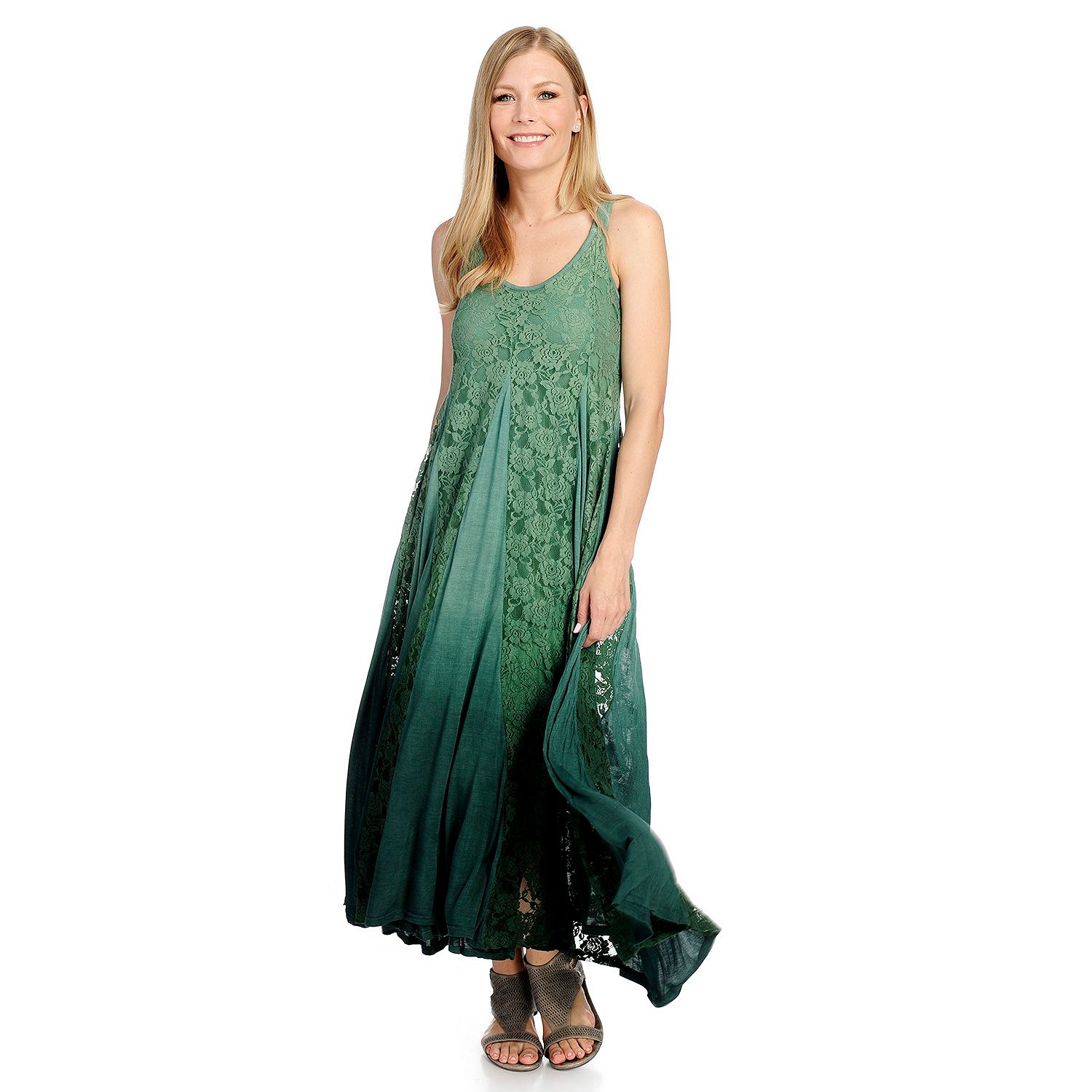 Indigo Thread Co.™ Lace & Jersey Knit DipDye Sleeveless Godet