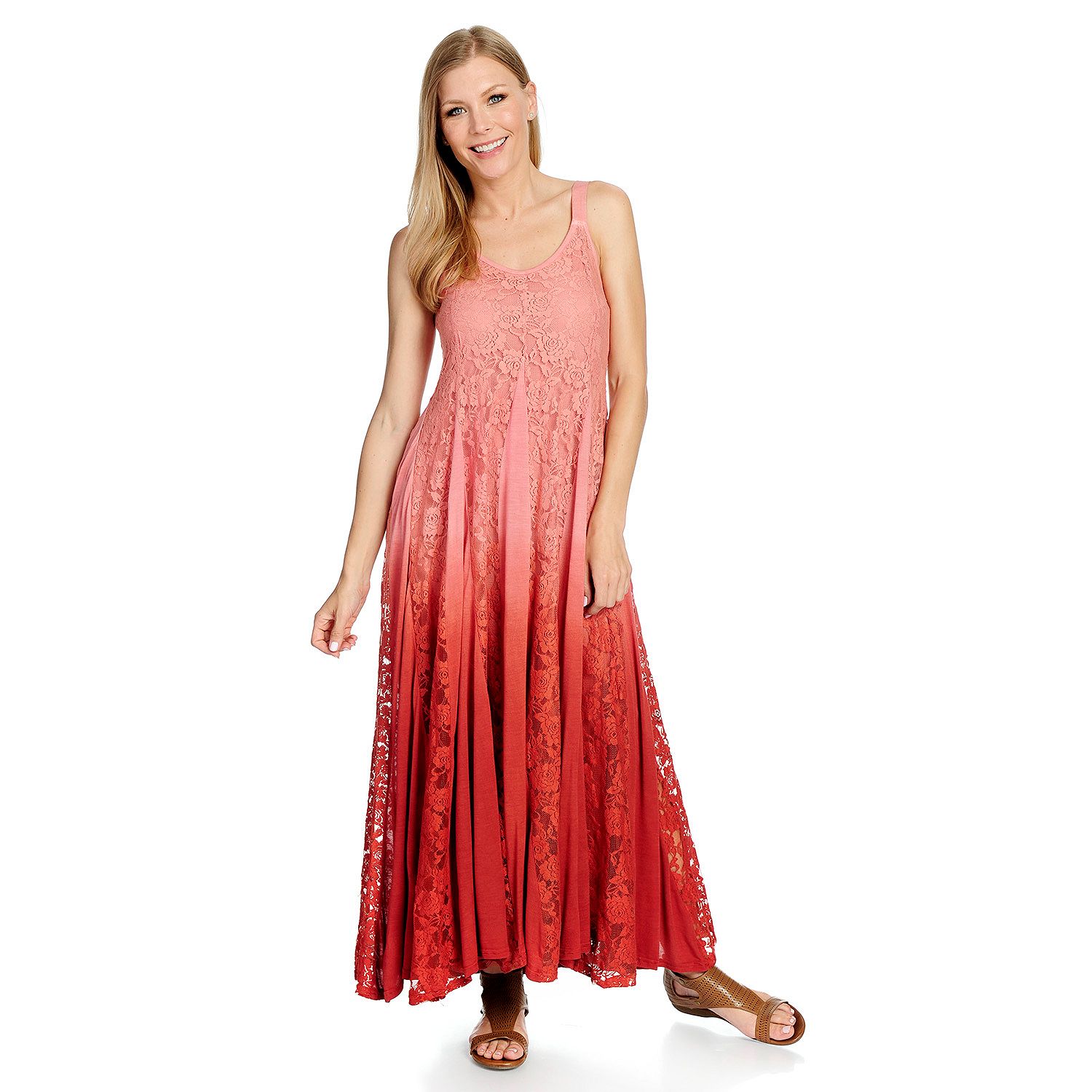 Indigo Thread Co.™ Lace & Jersey Knit DipDye Sleeveless Godet