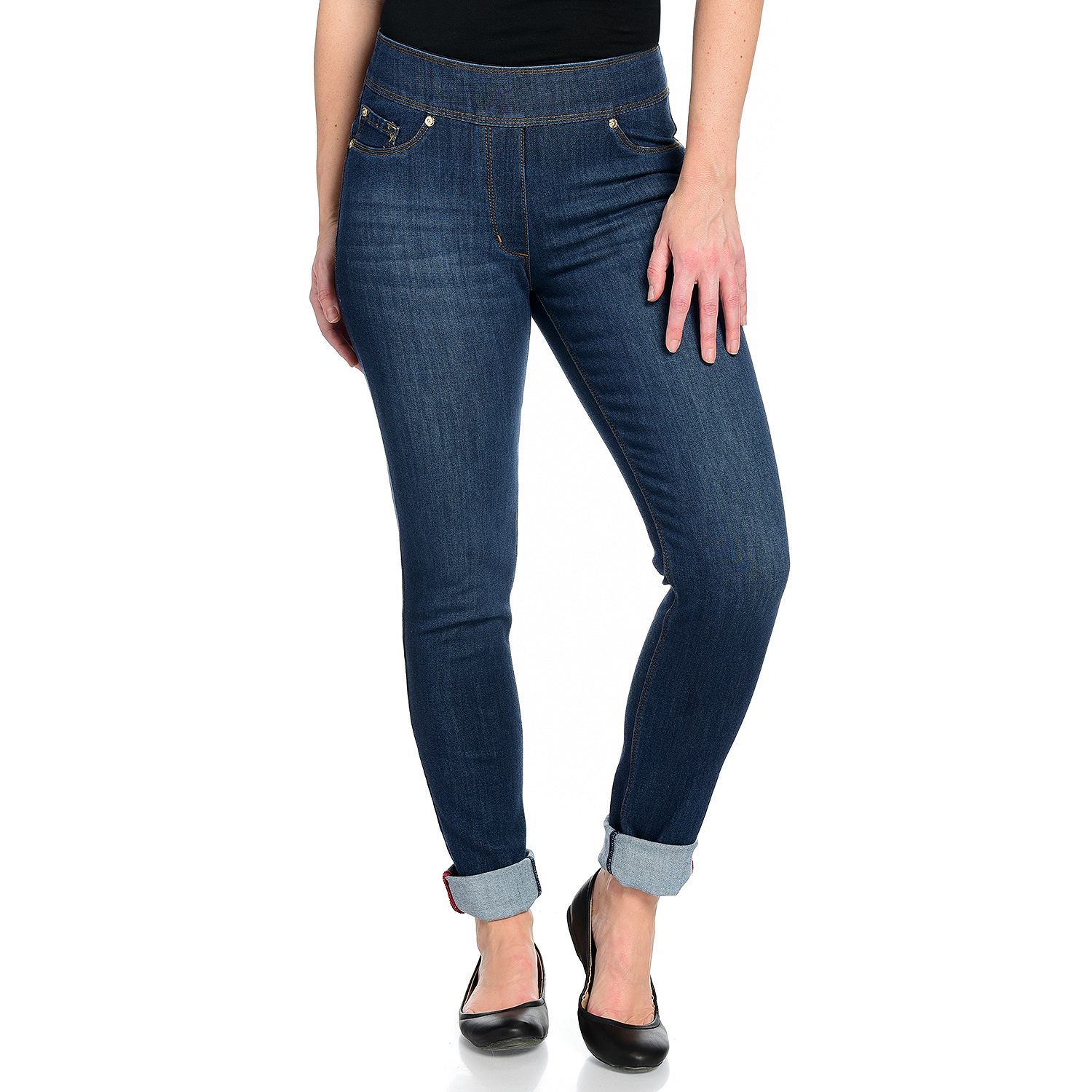 (ShopHQ) Nygård Slims Stretch Denim 2-Pocket Elastic Waist Jeans or ...