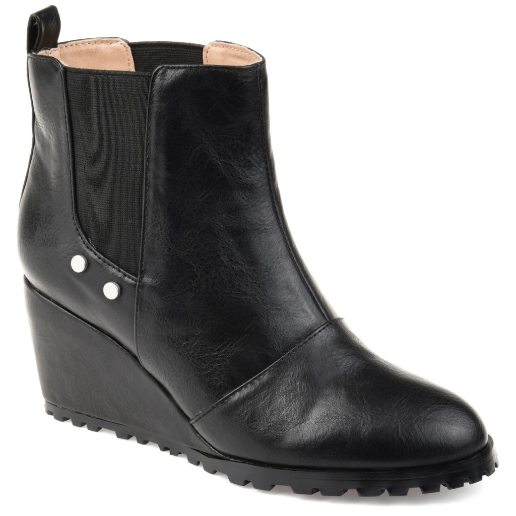 Journee Collection Jessie Faux Leather Comfort Sole Wedge Ankle