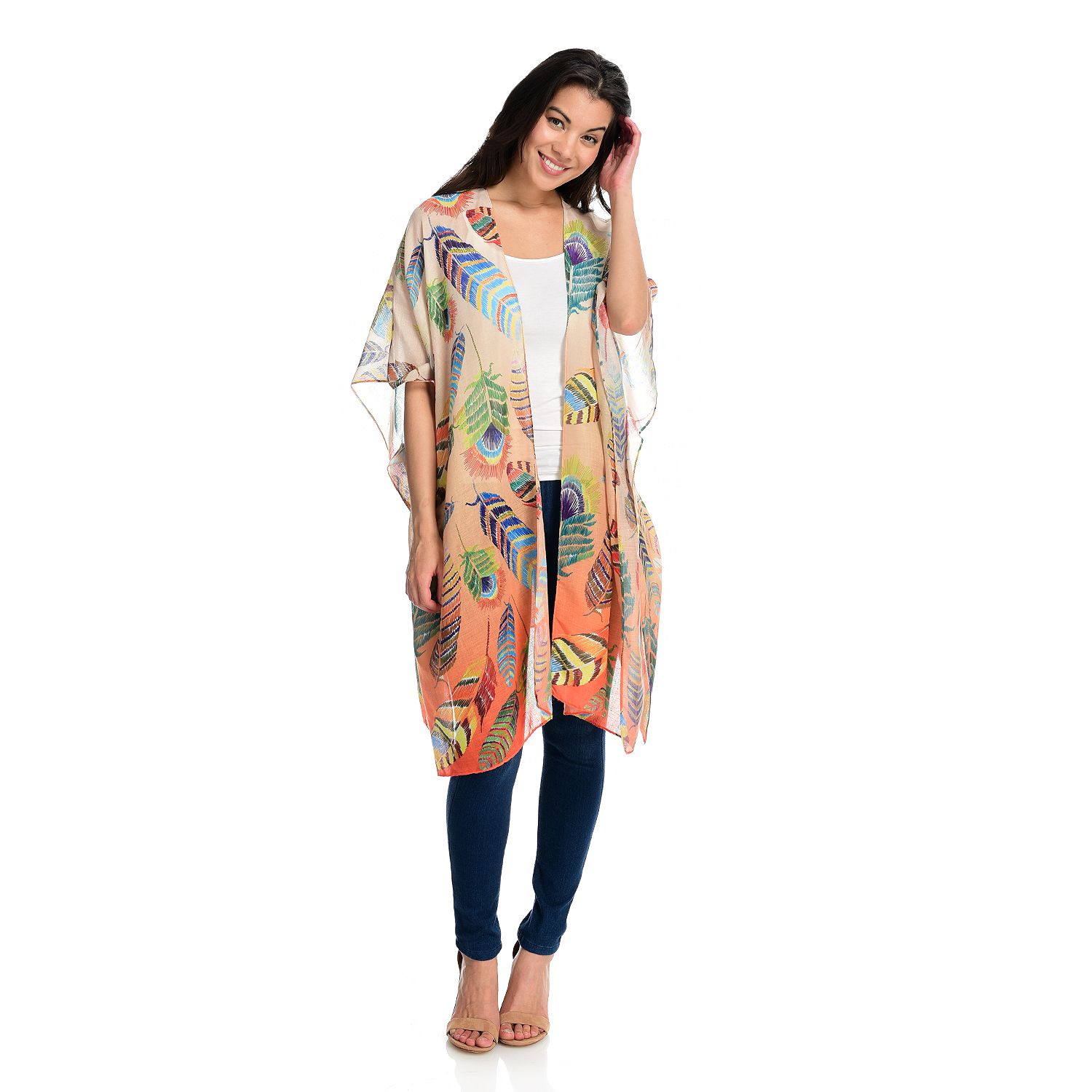 Shophq Jc Sunny Printed Woven 100 Cotton Lightweight Kimono