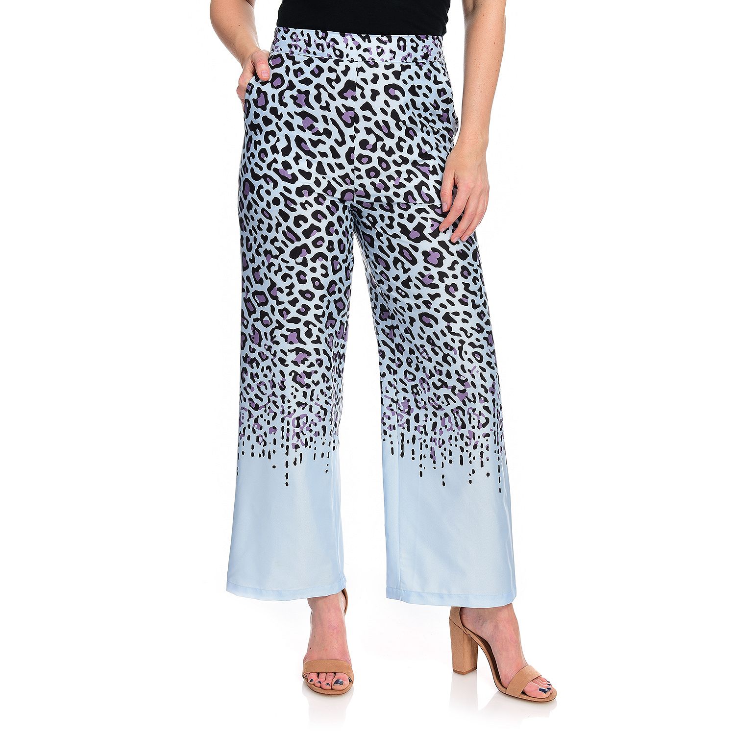 (ShopHQ) Kate & Mallory® Printed Satin 2-Pocket Cropped Wide Leg Pull ...