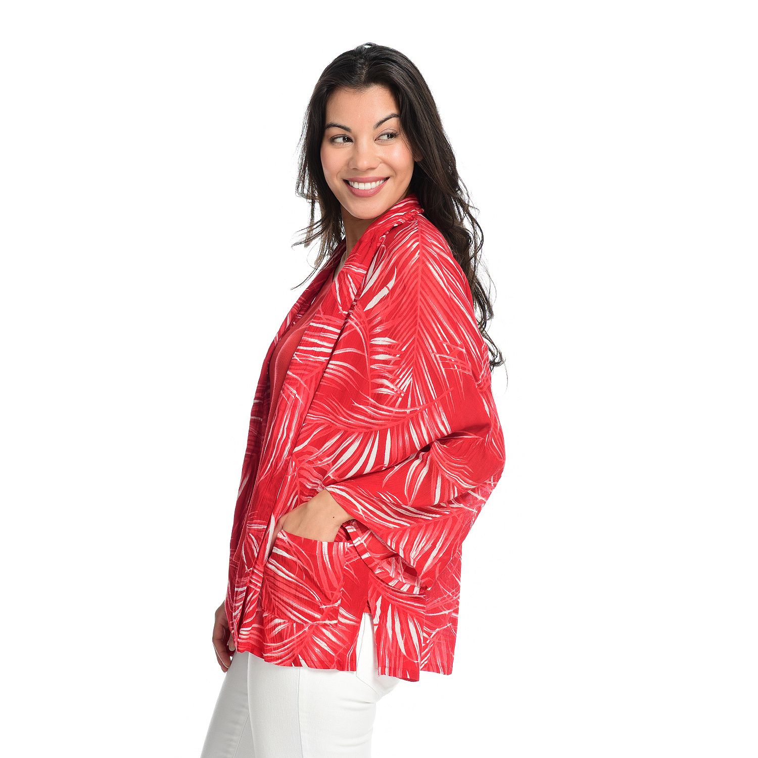 OSO Casuals® Woven Gauze 3/4 Sleeve Drop Shoulder 2Pocket