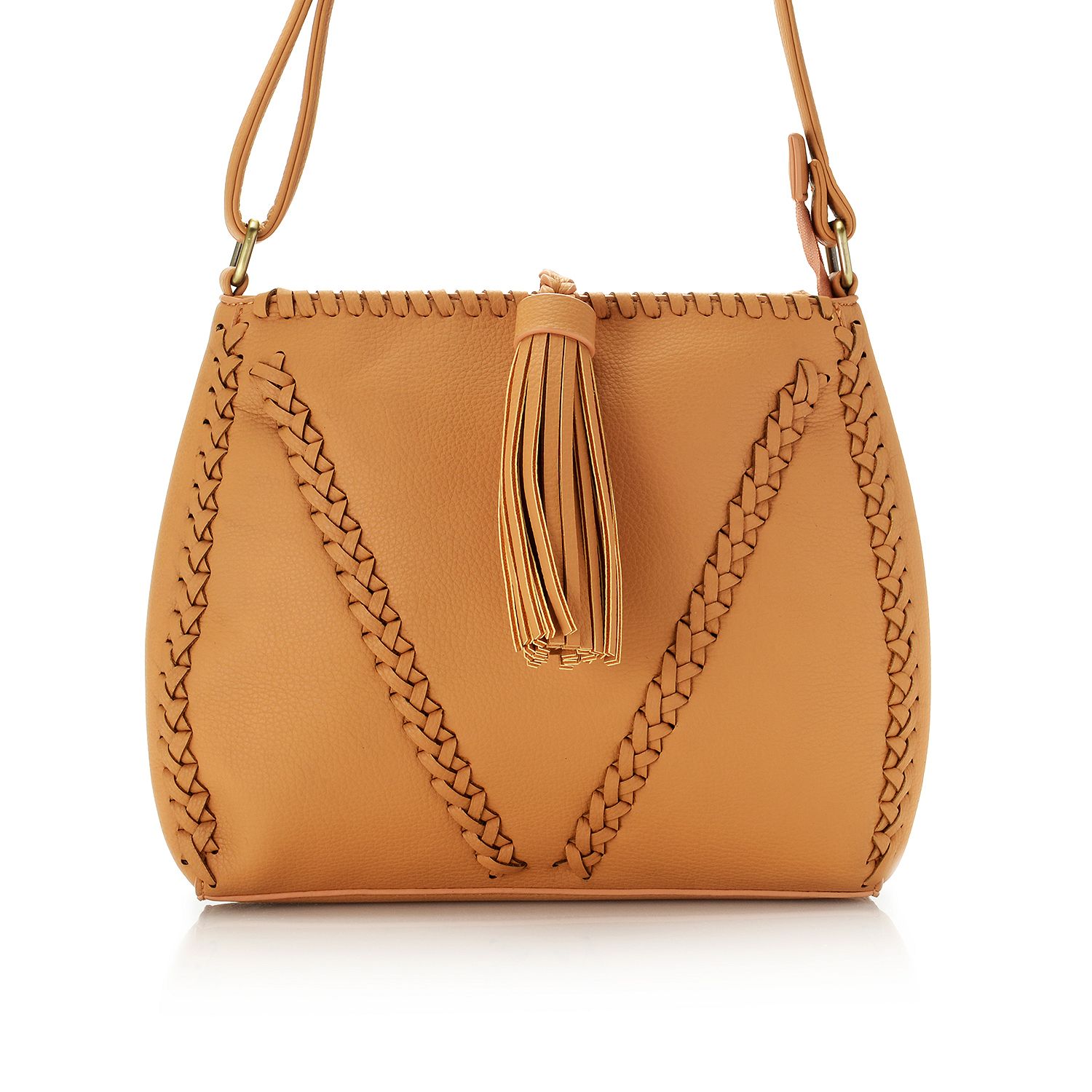 Love One Love All "Sun" Whipstitch & Braid Detail Crossbody