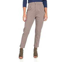 747-623 Heather's Closet Knit Elastic Panel 2-Pocket Cropped or Full-Length Tapered Leg Pants - 747-623