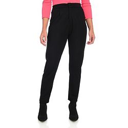 747-623 Heather's Closet Knit Elastic Panel 2-Pocket Cropped or Full-Length Tapered Leg Pants - 747-623