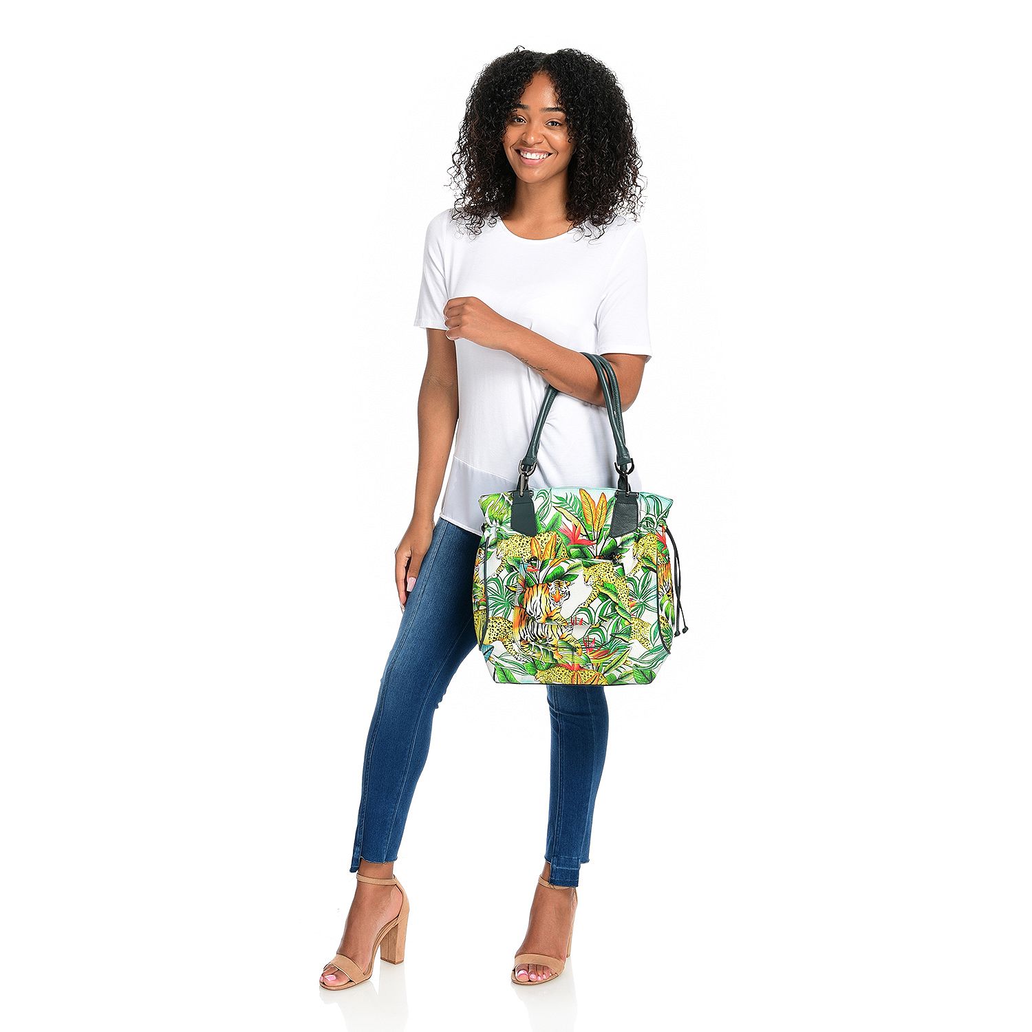 Sharif HandPainted Leather Tote Bag w/ Crossbody Set