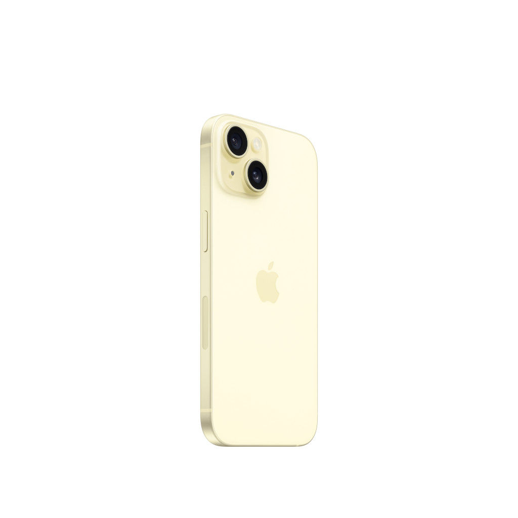 Apple iPhone 15 Yellow Back Right Angle 2023-09-22