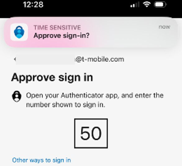 Microsoft Authenticator prompt to approve sign in