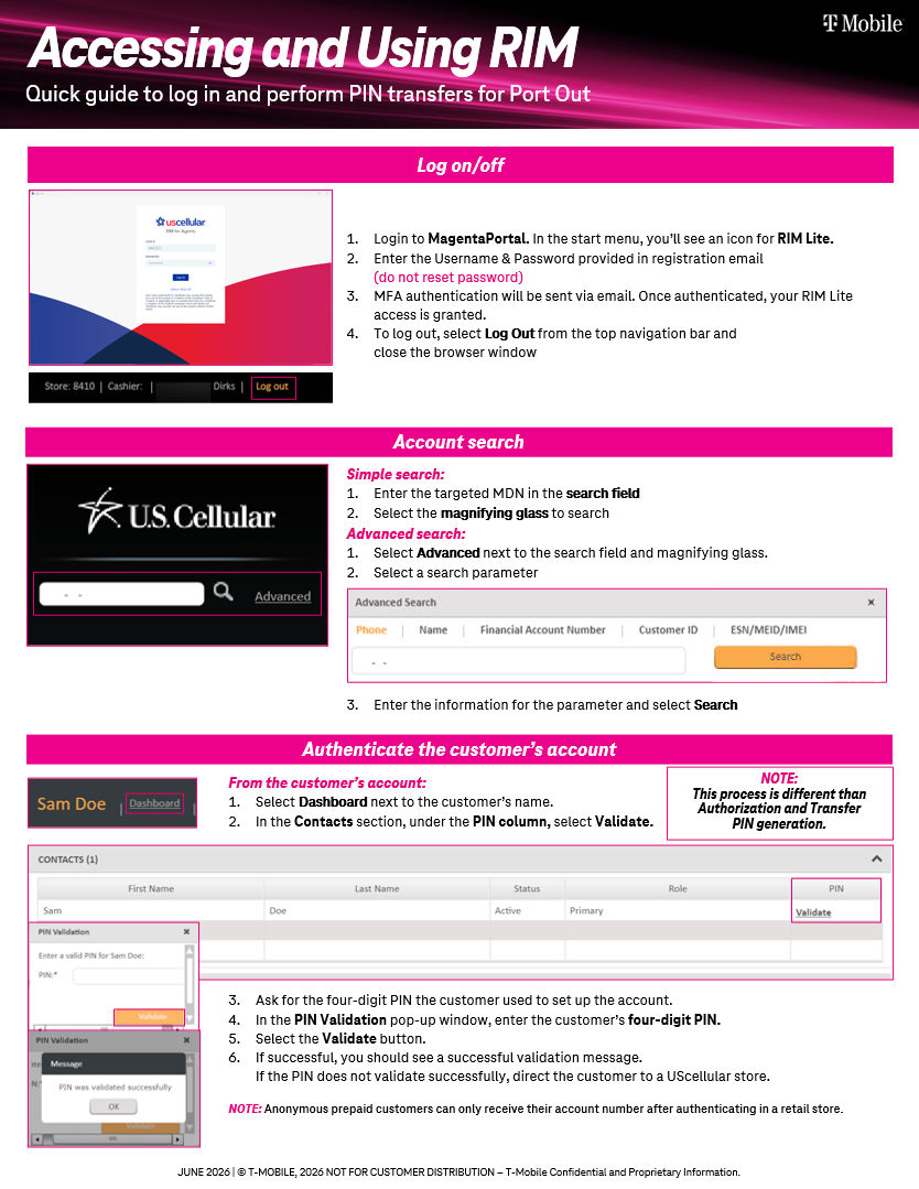 Steps to access and use RIM