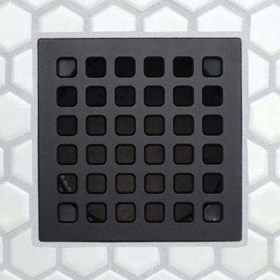 FloFX Matte Black Classic Squared Shower Drain Grate - The Tile Shop