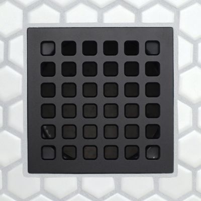 FloFX Matte Black Classic Squared Shower Drain Grate The Tile Shop