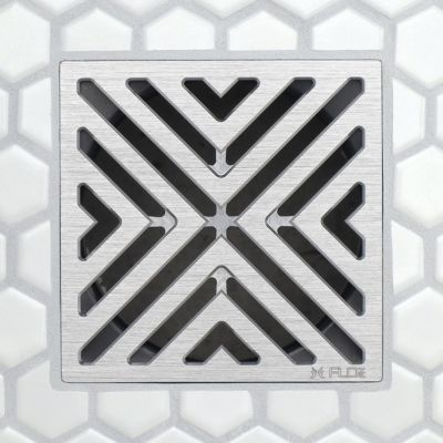 FloFX Brushed Chrome XFactor Shower Drain Grate The Tile Shop