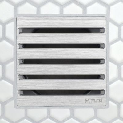 FloFX Matte Black Classic Squared Shower Drain Grate - The Tile Shop