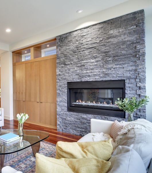 wood tiles in living room area.