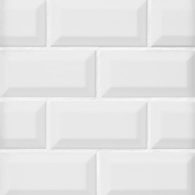 Imperial Bianco Bevel Gloss Ceramic Subway Wall Tile - 3 x 6 in.