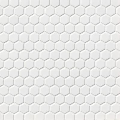 Hex Gloss White Porcelain Mosaic Wall and Floor Tile - 1 x 1 in. - The ...