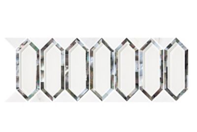 Northbrook Glass with Black Nacre Listello Marble Mosaic Wall Tile 5