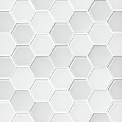 Glass White Blend Hex Mosaic Wall and Floor Tile - 2 in. - The Tile Shop