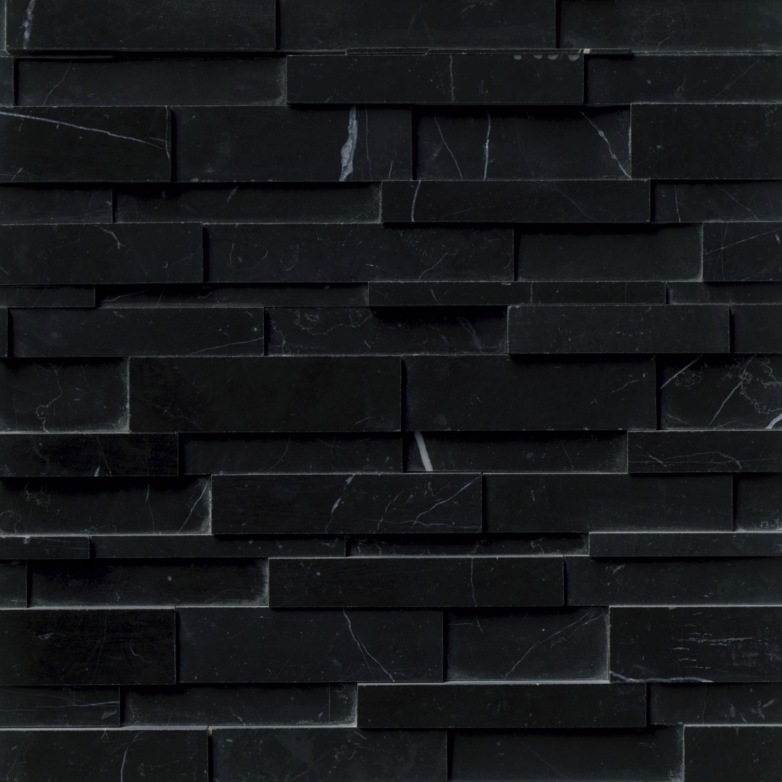 Black Marquina Polished Marble Architectural Wall Tile - 22 x 6 in.