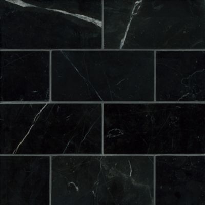 Black Marquina Polished Marble Architectural Wall Tile - 22 x 6 in.