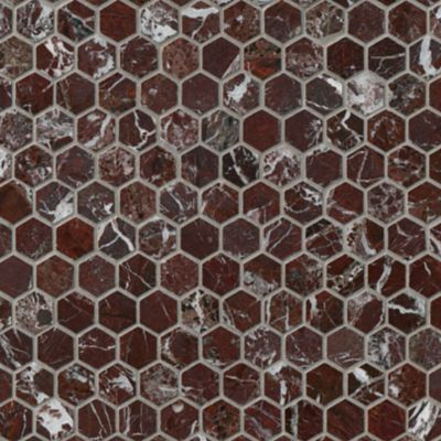 RIU 大理石　flower&marble onp Rosso Marquina Polished Marble Hex Wall and Floor Tile - 5